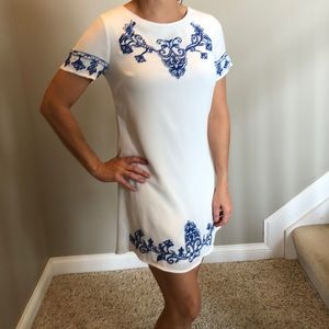 Lulu’s Brunch Kind of Gal embroidered shift dress